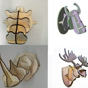 פאזל תלת מימד 4 ראשי בעלי חיים - בחיתוך לייזר