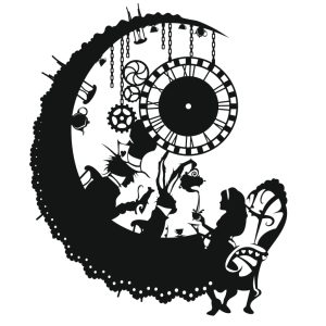 שעון קיר עליסה בארץ הפלאות - בחיתוך לייזר