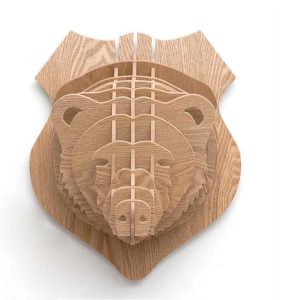 ראש דוב 3D פאזל בעלי חיים ראש קיר גביע - בחיתוך לייזר