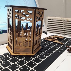 מנורת חג המולד לילה אור צבי פנס דיקט - בחיתוך לייזר