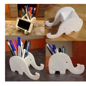 מחזיק טלפון פיל ועט - בחיתוך לייזר