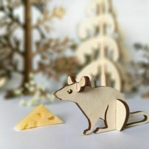 עכבר תבנית ערכת חיות מעץ CNC - בחיתוך לייזר