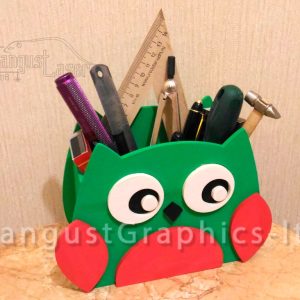 מחזיק עט ארגונית ינשוף - בחיתוך לייזר