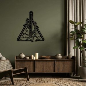 תמונת בחיתוך לייזר- נוף מדברי קקטוס