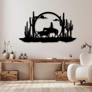 תמונת בחיתוך לייזר- מדבר קאובוי