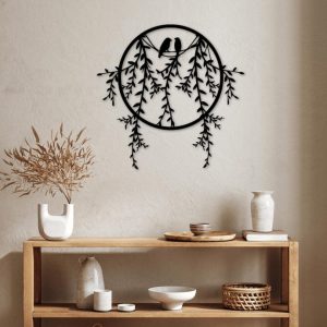 תמונת בחיתוך לייזר- ציפורים על ענף