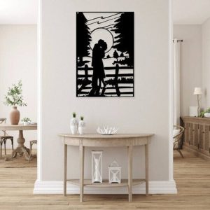 תמונת בחיתוך לייזר- זוג אוהב נשיקות עיצוב