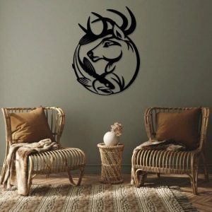 תמונת בחיתוך לייזר- צבי עם דגים