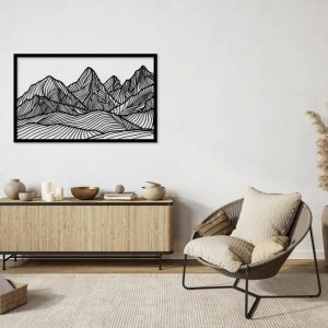 תמונת בחיתוך לייזר- טבע יער הרים גיאומטרי