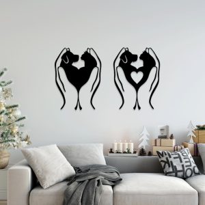 תמונת בחיתוך לייזר- אהבת כלב חתול יד