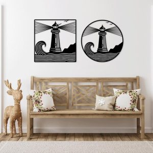 תמונת בחיתוך לייזר- Lighthouse Wave הר Sea Ocean