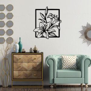 תמונת בחיתוך לייזר- פרחי שושן פרחוני