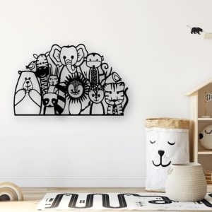 תמונת בחיתוך לייזר- אריה קוף זברה תינוקות חיות