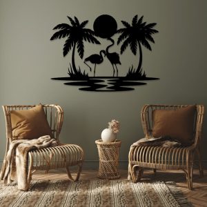 תמונת בחיתוך לייזר- פאלם טרי ביץ' פלמינגו