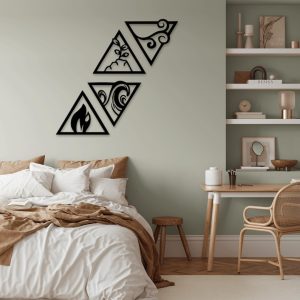 תמונת בחיתוך לייזר- סט של 4 אלמנטים מהטבע