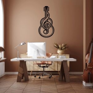 תמונת בחיתוך לייזר- מפתח טרבל וגיטרה