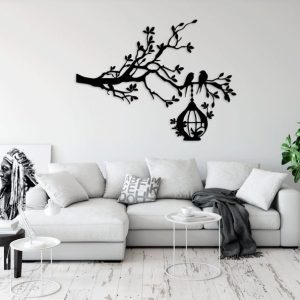 תמונת בחיתוך לייזר- ציפור ענף עץ