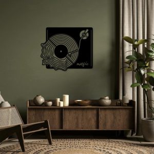 תמונת בחיתוך לייזר- תקליט ויניל מוסיקה