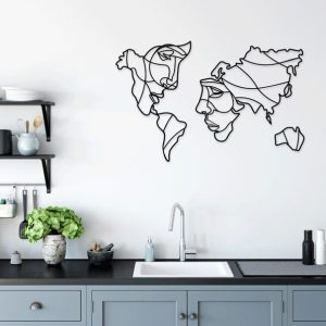 תמונת בחיתוך לייזר- פני מפת הגלובוס העולמית