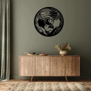 תמונת בחיתוך לייזר- יין יאנג פנים אישה נשים קו אמנות