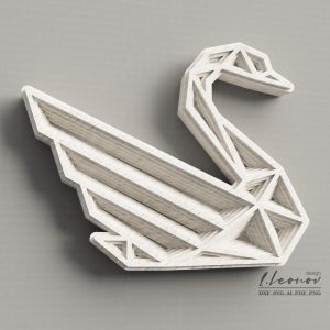 ברבור גיאומטרי תלת-ממדי - תמונת שכבות בחיתוך לייזר