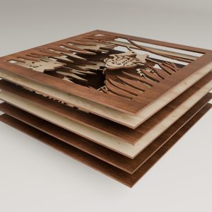 ג'ירפה חמודה - יצירת אמנות תלת-ממדית - תמונת שכבות בחיתוך לייזר