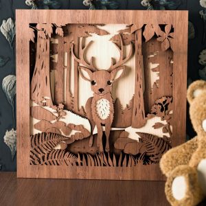 חיות יער תלת מימדיות - תמונת שכבות בחיתוך לייזר