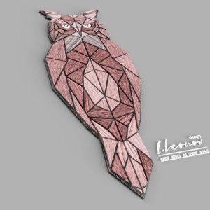 ינשוף גיאומטרי תלת-ממדי - תמונת שכבות בחיתוך לייזר