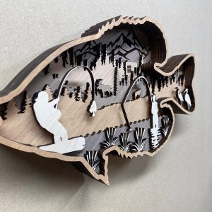 יצירת אומנות דג קרפיון בשבע שכבות - תמונת שכבות בחיתוך לייזר