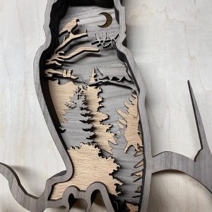 יצירת אומנות ינשוף בשבעה שכבות - תמונת שכבות בחיתוך לייזר