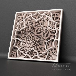 מנדלה מעוצבת - תמונת שכבות בחיתוך לייזר