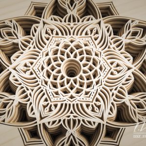 מנדלה מעוצבת - תמונת שכבות בחיתוך לייזר