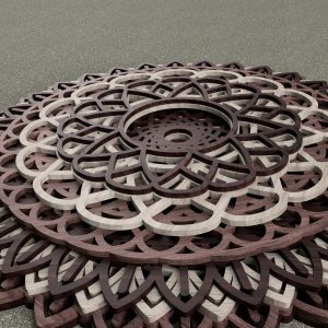 מנדלה מעוצבת - תמונת שכבות בחיתוך לייזר