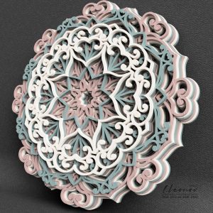 מנדלה מעוצבת - תמונת שכבות בחיתוך לייזר