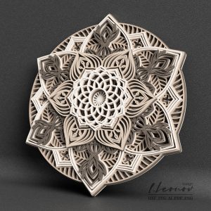 מנדלה מעוצבת - תמונת שכבות בחיתוך לייזר