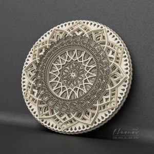 מנדלה רב-שכבתית בעבודת יד - תמונת שכבות בחיתוך לייזר