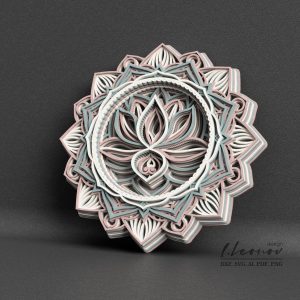 מנדלת פרחים - תמונת שכבות בחיתוך לייזר