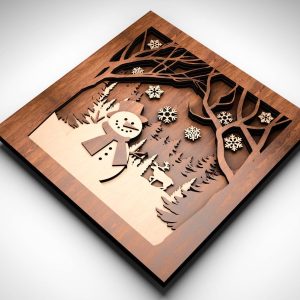 מנורת שלג תלת מימדית - תמונת שכבות בחיתוך לייזר