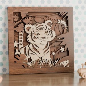 עבודות אמנות תלת מימדיות בנושא ג'ונגל - תמונת שכבות בחיתוך לייזר