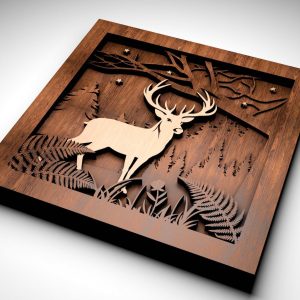 עבודת אמנות חג המולד - אייל תלת מימדי - תמונת שכבות בחיתוך לייזר