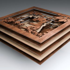 עבודת אמנות סנאי חמוד בתלת מימד - תמונת שכבות בחיתוך לייזר