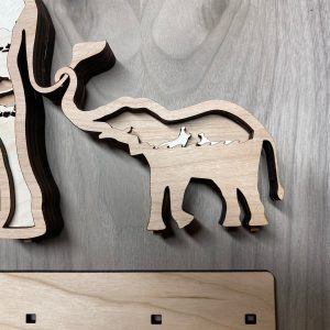 פיסת אמנות פיל רב-שכבתית - תמונת שכבות בחיתוך לייזר