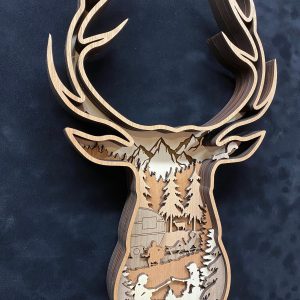 פסל ראש אייל רב-שכבתי - תמונת שכבות בחיתוך לייזר