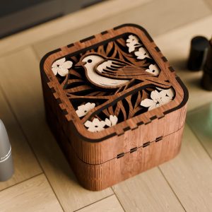 קופסת תכשיטים מעוצבת - חבילת מתנה - תמונת שכבות בחיתוך לייזר