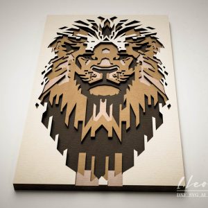 קיר אריה תלת מימדי - תמונת שכבות בחיתוך לייזר
