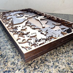 קירות קסומים - אמנות רב-שכבתית של דרקון וטירה - תמונת שכבות בחיתוך לייזר