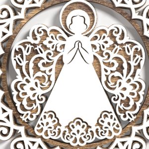 קישוט עץ חג המולד - מלאך תלת מימדי - תמונת שכבות בחיתוך לייזר