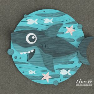 קישוטים לחדר ילדים - כריש קטן - תמונת שכבות בחיתוך לייזר