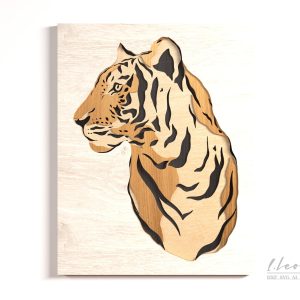 ראש טיגריס מעוצב - תמונת שכבות בחיתוך לייזר