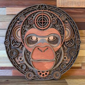 ראש קוף מנדלה תלת-ממדי - תמונת שכבות בחיתוך לייזר